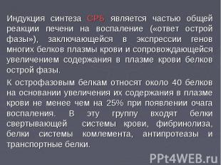 Индукция синтеза СРБ является частью общей реакции печени на воспаление («ответ