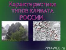Характеристика Типов климата России