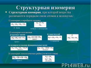 Структурная изомерия, при которой вещества различаются порядком связи атомов в м