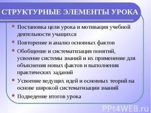 Постановка цели урока и мотивация учебной деятельности учащихся Постановка цели