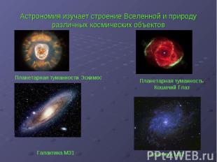 Астрономия изучает строение Вселенной и природу различных космических объектов