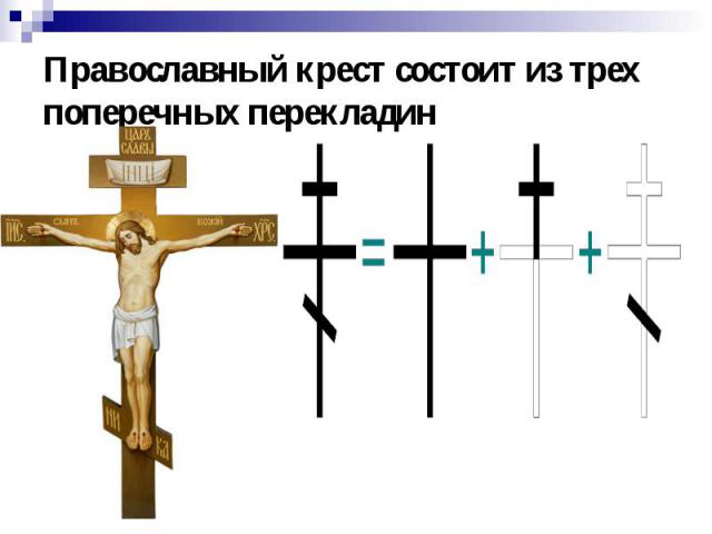 Православный крест состоит из трех поперечных перекладин