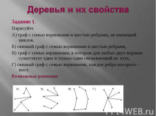 Задание 1. Задание 1. Нарисуйте А) граф с семью вершинами и шестью ребрами, не и