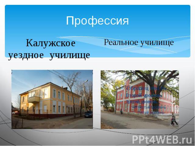 Профессия Калужское уездное училище