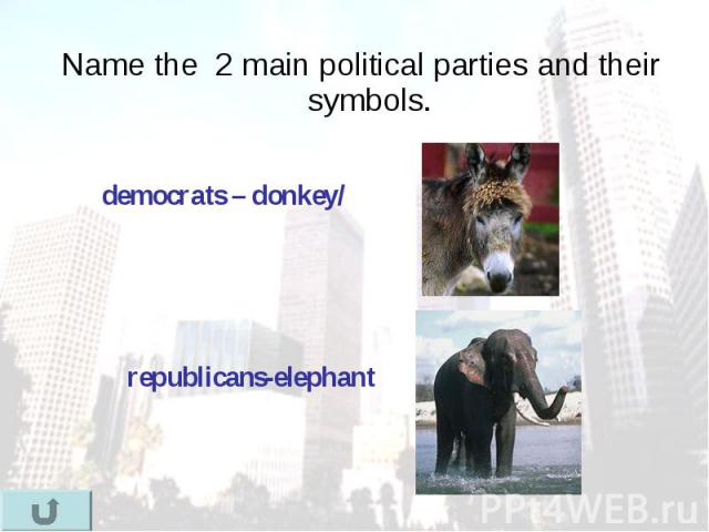 Name the 2 main political parties and their symbols.