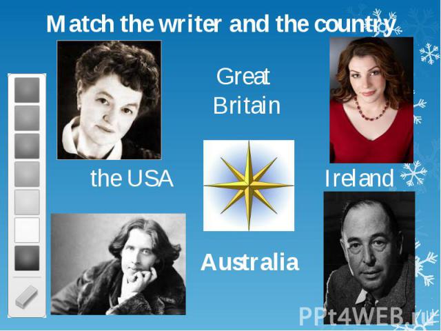 Match the writer and the country Match the writer and the country