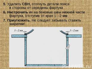 5. Удалить СВН, отогнуть детали пояса в стороны от середины фартука 5. Удалить С