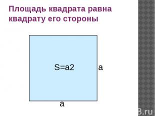 Площадь квадрата равна квадрату его стороны