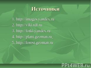 Источники 1. http://images.yandex.ru 2. http://viki.rdf.ru 3. http://fotki.yande