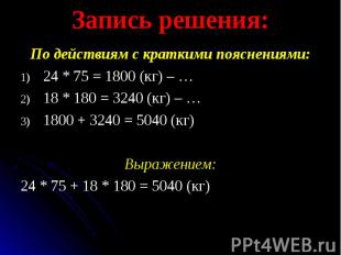 По действиям с краткими пояснениями: По действиям с краткими пояснениями: 24 * 7