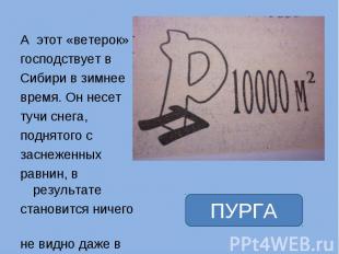 А этот «ветерок» А этот «ветерок» господствует в Сибири в зимнее время. Он несет