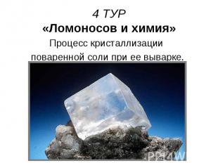 4 ТУР «Ломоносов и химия» Процесс кристаллизации поваренной соли при ее выварке.