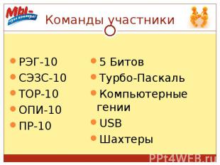 РЭГ-10 РЭГ-10 СЭЗС-10 ТОР-10 ОПИ-10 ПР-10