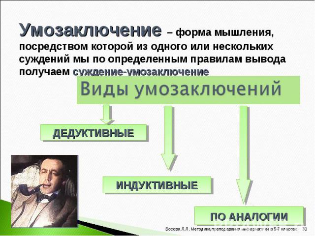 Умозаключение – форма мышления, посредством которой из одного или нескольких суждений мы по определенным правилам вывода получаем суждение-умозаключение Умозаключение – форма мышления, посредством которой из одного или нескольких суждений мы по опре…