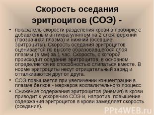 показатель скорости разделения крови в пробирке с добавленным антикоагулянтом на