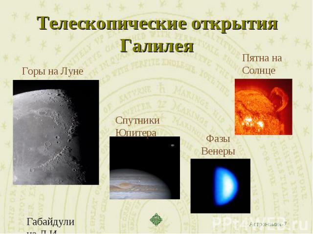 Телескопические открытия Галилея