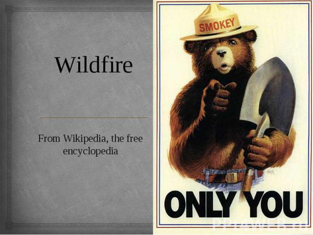 Wildfire From Wikipedia, the free encyclopedia
