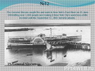 The General Slocum caught fire and sank in New York’s East River on 15 June 1904