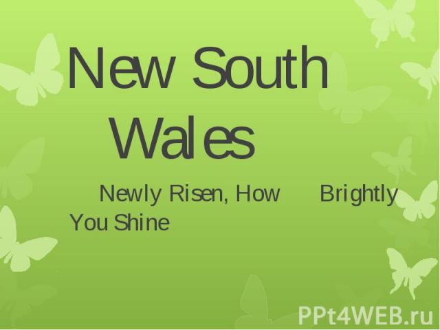 New South Wales Newly Risen, How Brightly You Shine