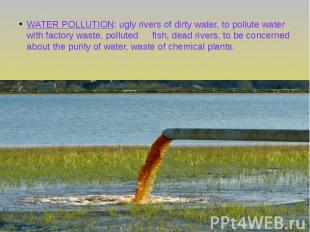 WATER POLLUTION: ugly rivers of dirty water, to pollute water with factory waste