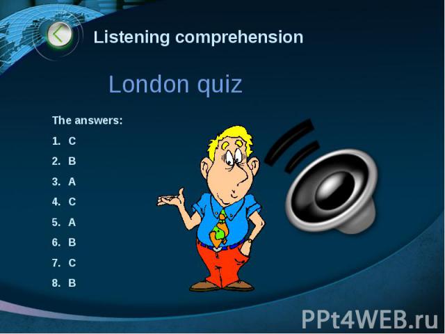 Listening comprehension London quiz