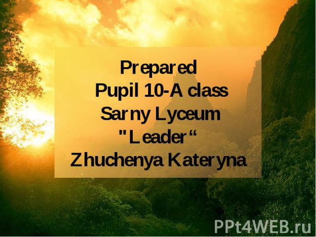 Prepared Pupil 10-A class Sarny Lyceum "Leader“ Zhuchenya Kateryna