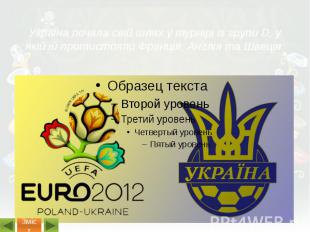 Україна почала свій шлях у турнірі із групи D, у якій їй протистояли Франція, Ан