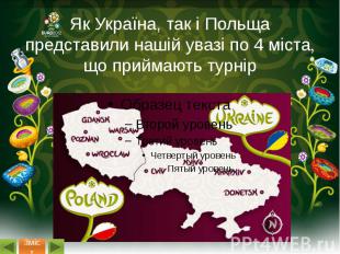 Як Україна, так і Польща представили нашій увазі по 4 міста, що приймають турнір