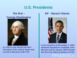 The first – The first – George Washington