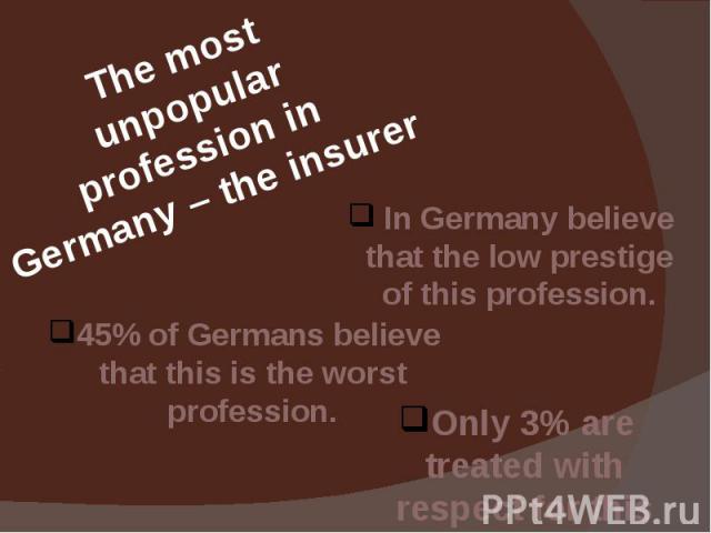 The most unpopular profession in Germany – the insurer