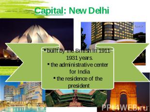 Capital: New Delhi