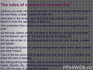 The rules of conduct in a forest fire 1)before you enter into a burning room, it