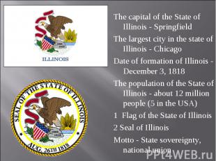 The capital of the State of Illinois - Springfield The capital of the State of I