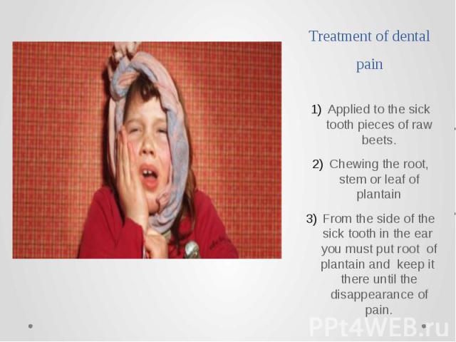 Treatment of dental pain