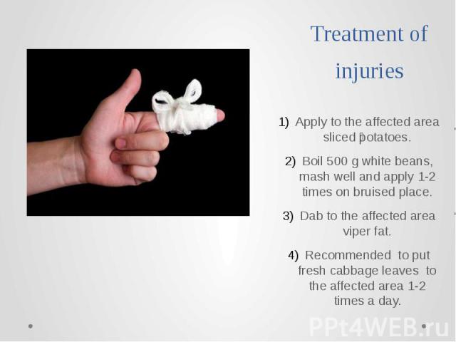 Treatment of injuries