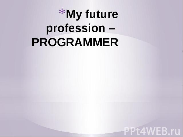 My future profession – PROGRAMMER