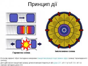 Принцип дії В основу ядерної зброї покладена некеровані&nbsp;ланцюгова реакція&n