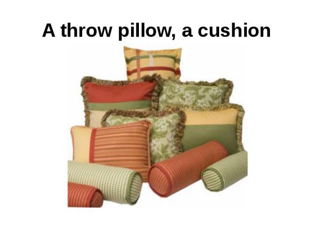 A throw pillow, a cushion