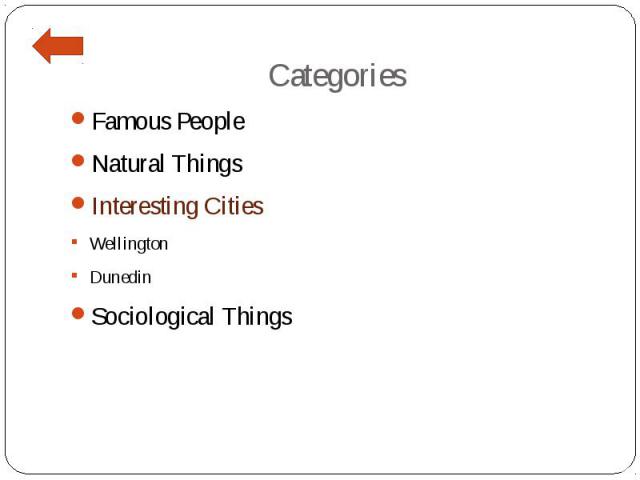 Categories Famous People Natural Things Interesting Cities Wellington Dunedin Sociological Things