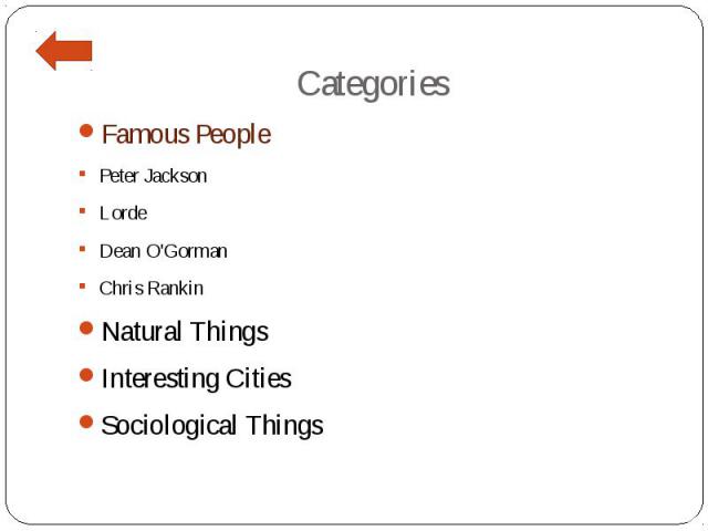 Categories Famous People Peter Jackson Lorde Dean O'Gorman Chris Rankin Natural Things Interesting Cities Sociological Things