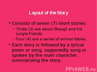 Consists of seven (7) short stories: Consists of seven (7) short stories: Three