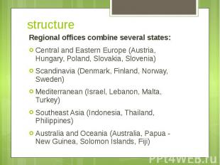 structure Regional offices combine several states: Central and Eastern Europe (A