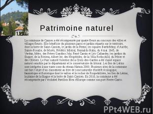 Patrimoine naturel La commune de Cannes a été récompensée par quatre fleurs au c