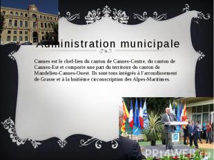 Administration municipale Cannes est le chef-lieu du canton de Cannes-Centre, du