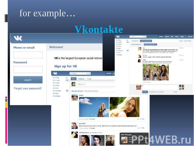for example… for example… Vkontakte