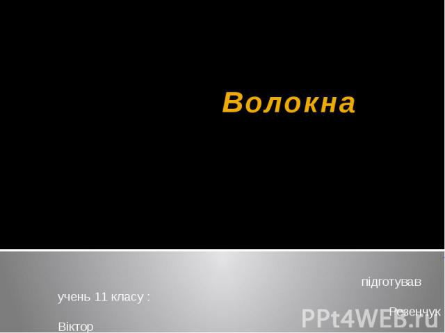 Волокна підготував учень 11 класу : Резенчук Віктор