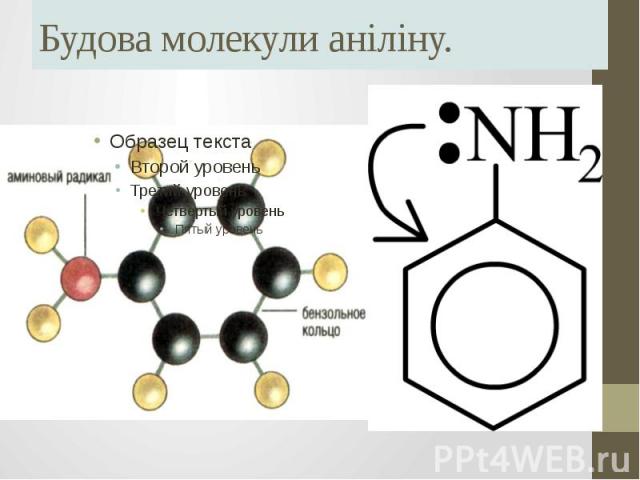 Будова молекули аніліну.
