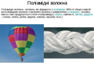 Поліамідні волокна Поліамідні волокна - волокна, які формують з&nbsp;поліамідів.