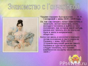 &quot;Пушкин поражен был красотою Н. Н. Гончаровой с зимы 1828 - 1829 года. &quo