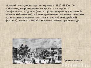 Молодой поэт путешествует по Украине в 1820 -1830гг. &nbsp;Он побывал в Днепропе